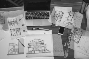 Black and white rendering of interior design plans, Cocoa, Fl interior designer, MGSD