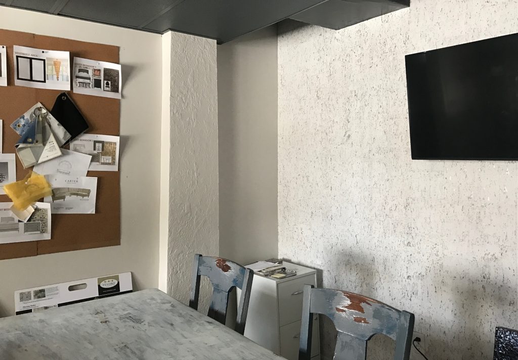 birch wallpaper on accent wall, Cocoa, Florida interior design studio, MGSD