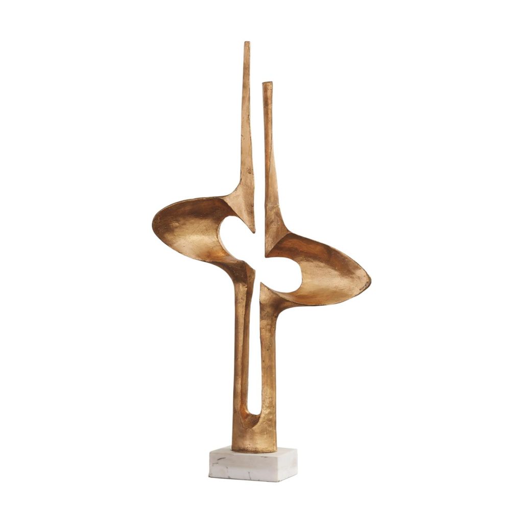 Gold symmetrical sculpture, choosing sculptures for interior design; MGSD
