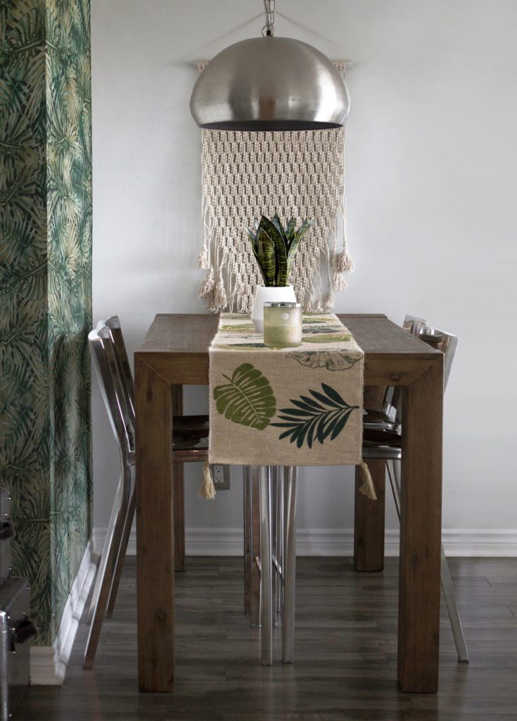 Kitchen table with botanical wallpaper, motif; interior design trends, High Point Market, MGSD