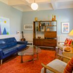 Bright colored living room, interior design trends 2019