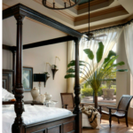 Bedroom with British colonial interior design style; MGSD